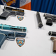 Confiscated “ghost guns” are displayed before a news conference with New York City Mayor Eric Adams and Attorney General Letitia James and others to announce a new lawsuit against “ghost gun” distributors on June 29, 2022 in New York City.